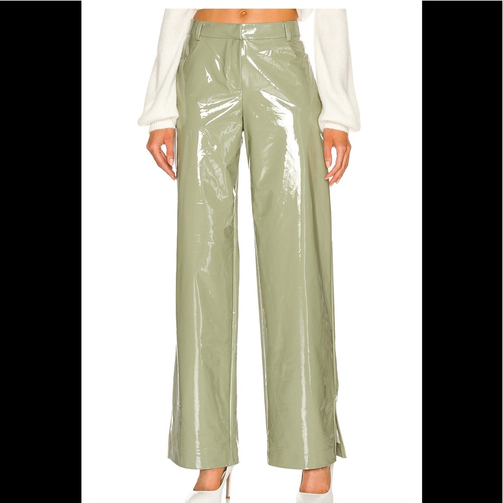 Faux patent leather pants